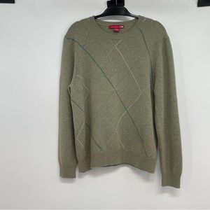 SAKS FIFTH AVENUE WILD ABOUT 100% CASHMERE MEN'S CREW NECK SWEATER Size L Argyle